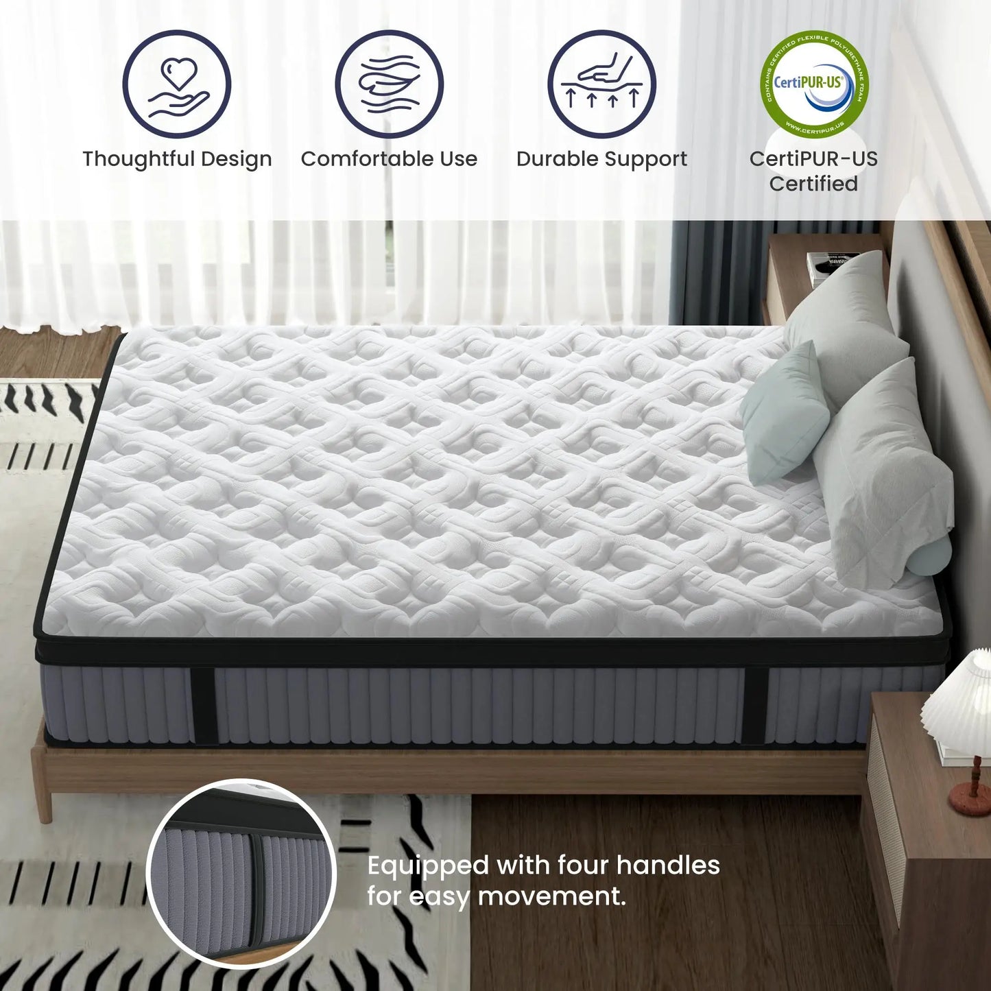BedStory 12-14'' Queen Size Mattress,Twin/Full/King Hybrid Mattress - Gel Memory Foam & Pocket Springs, Manufactured in USA