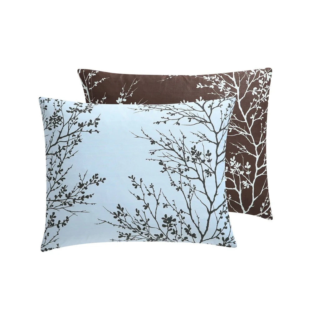 Luxury 7 Piece Blue Floral Comforter Set Stylish Bedding
