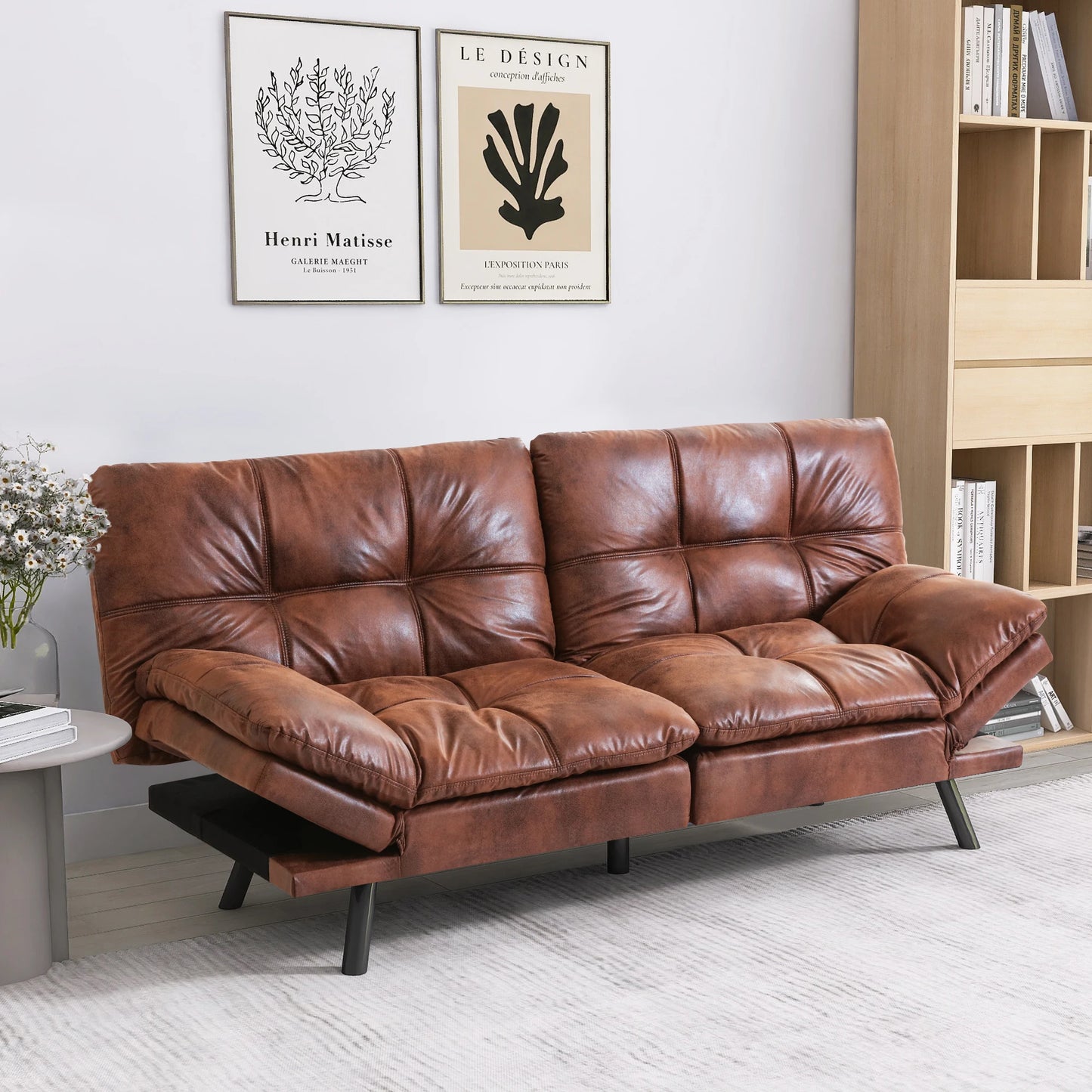 Hcore Futon Sofa Bed,Sleeper Convertible Futon Couch,Memory Foam Futon Couch,Convertible Loveseat Sofa Bed