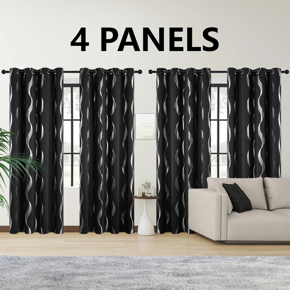 Luxury Blackout Wave Curtain Panel Set