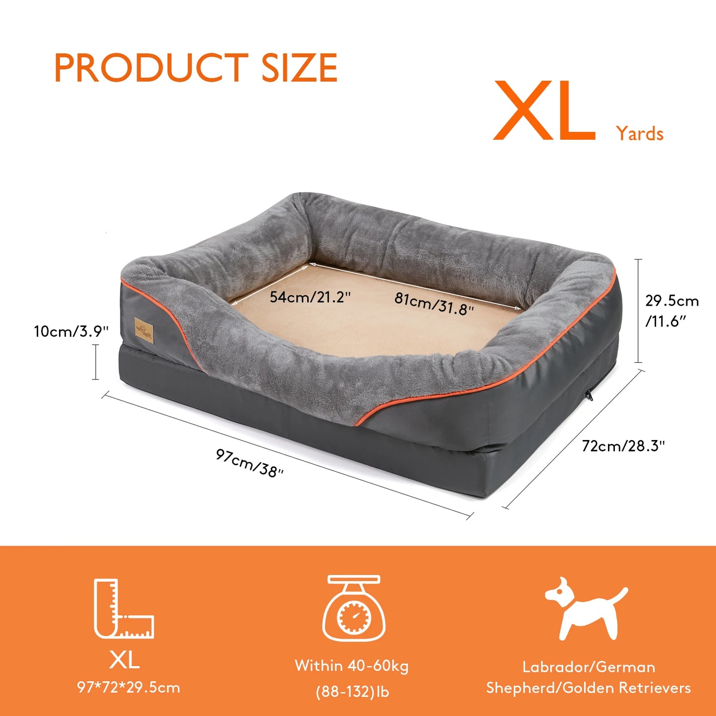 Large Orthopedic Dog Bed with Removable Washable Cover