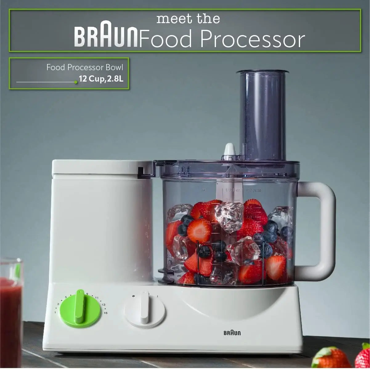 12 Cup Food Processor Ultra Quiet Motor With 9 Attachments