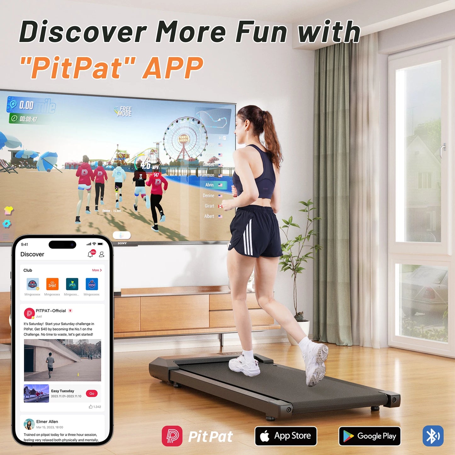 350lbs Treadmill for Home 2.5HP Treadmills Walking Pad LCD Digital Data Display 2in1 Walking Running Fitness Exercise Machine