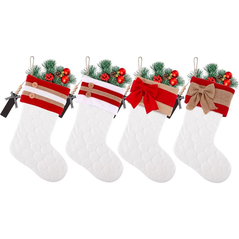 Personalized Christmas Stockings 4 Pack White And Red