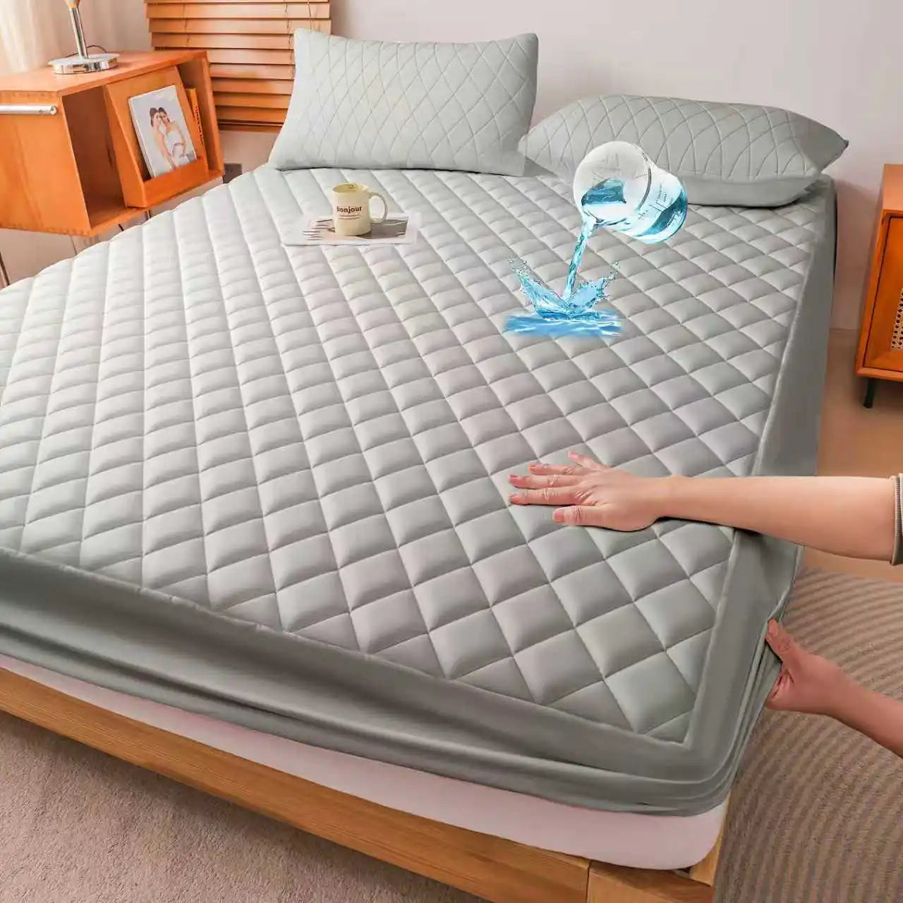 3D Air Fabric Waterproof Mattress Protector. Soft Breathable Mattress Cover