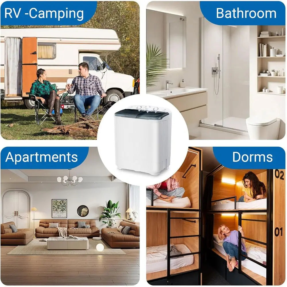 Compact Portable Top-Load Washing Machine. Single-Tub Washer
