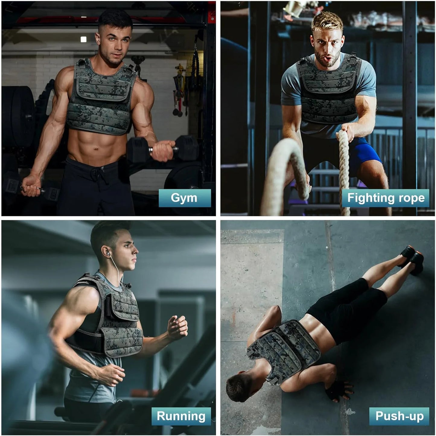 Adjustable Weighted Vest 44 LB With 19 Cast Iron Weights