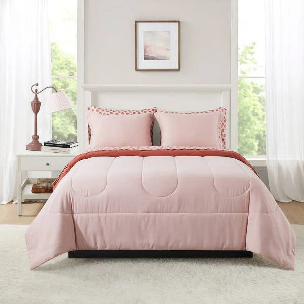 7 Piece Reversible Bed in a Bag Comforter Set with Sheets Hypoallergenic Soft Polyester Kids Teens Adults Storage Bag