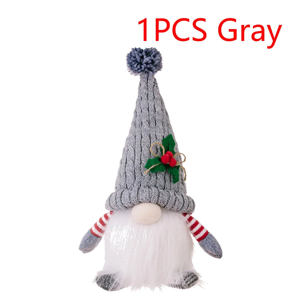 Christmas Plush Doll with Light Tabletop Santa Figurine Nordic Elf Plush Doll Christmas Decoration for Home Kitchen Tiered Tray