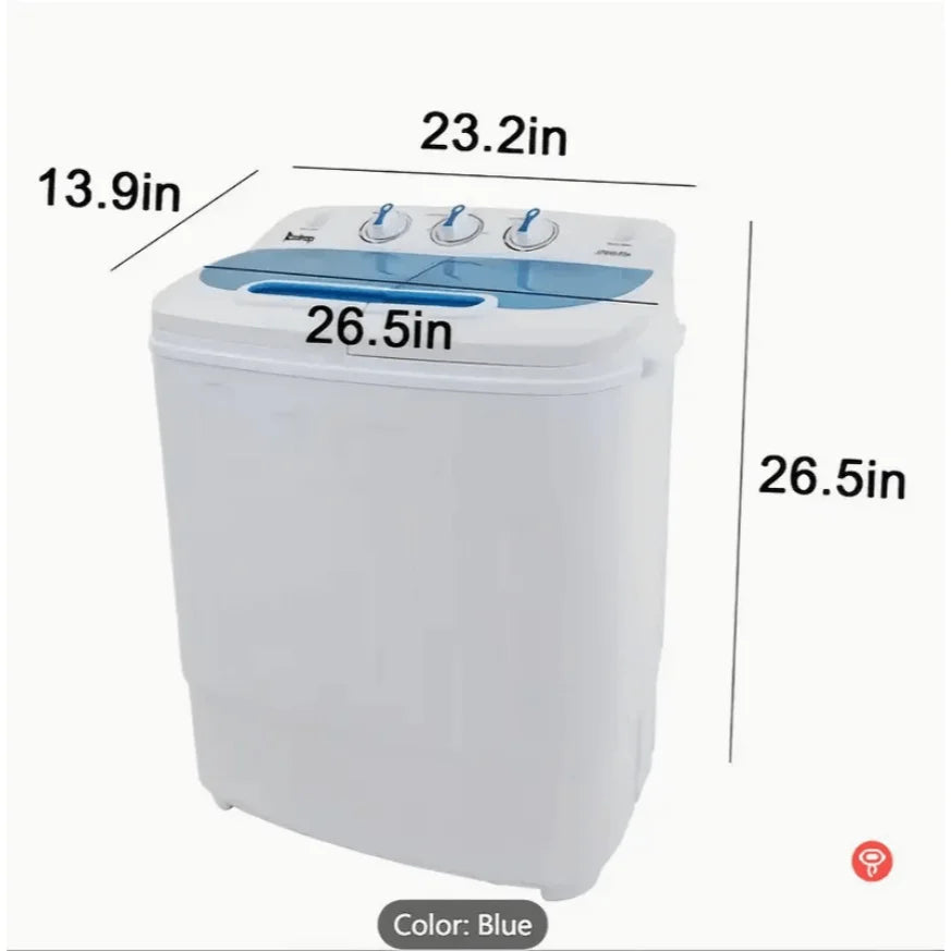 Compact Twin Tub Portable Washing Machine with Spin Dryer for Apartments, Dorms, RVs & Small Spaces