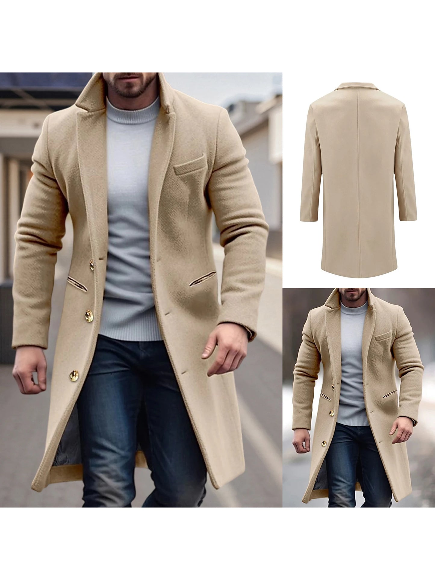 Men’s Slim Fit Knit Pea Coat Cardigan