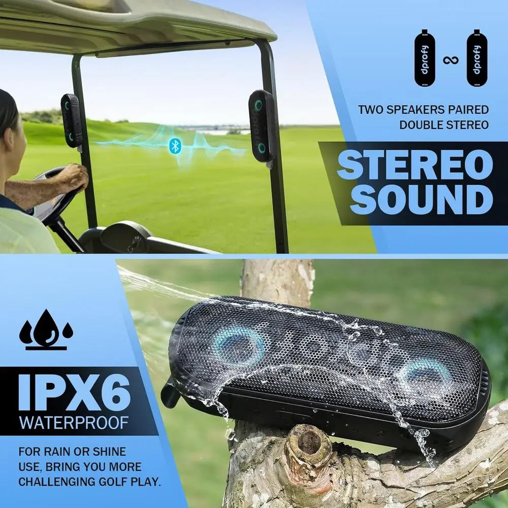 Portable Wireless Bluetooth Speaker with Stereo Sound, Magnetic Mount, LED Light Show & 24-Hour Playtime