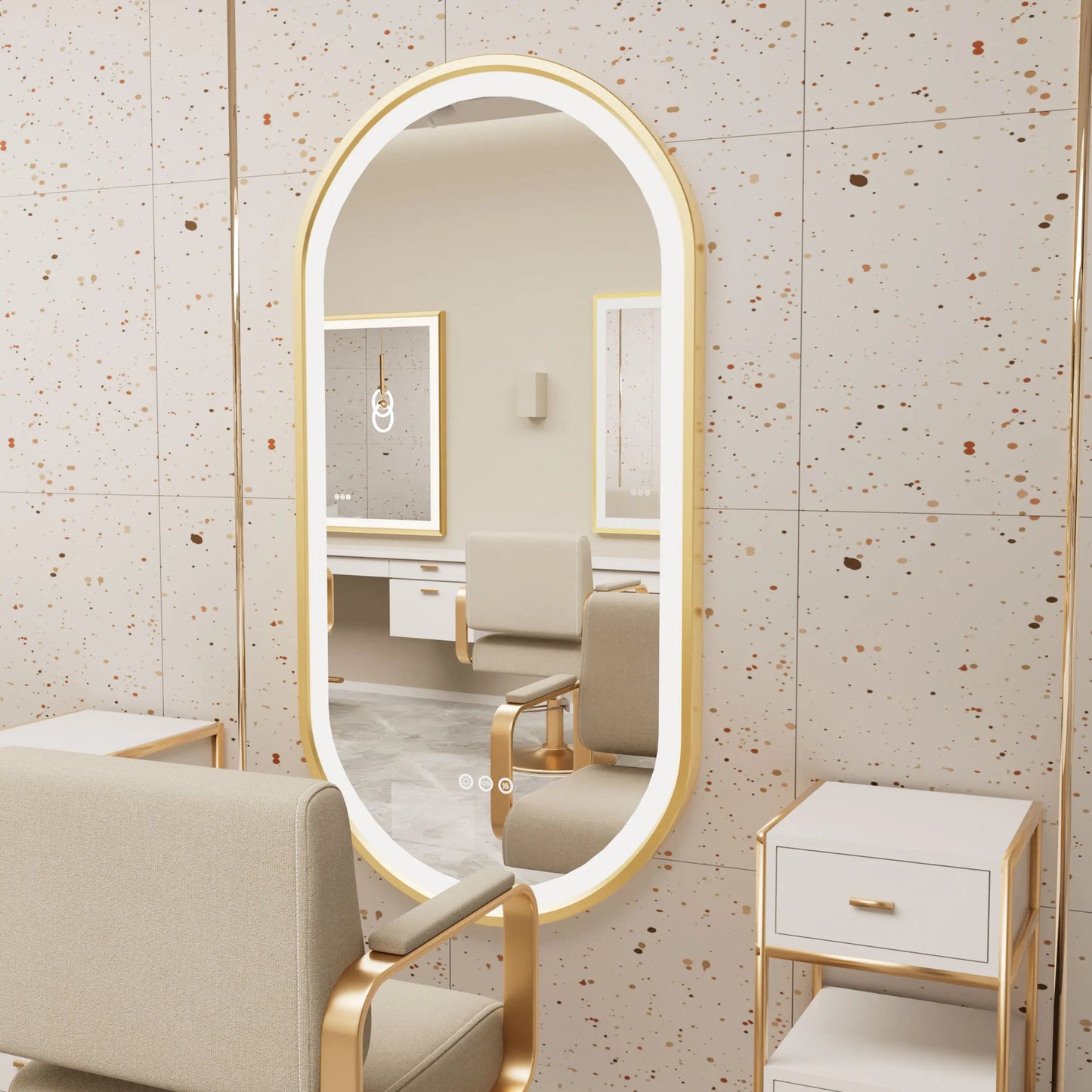 LED Oval Mounted Vanity Mirror With Stepless Dimmable Light