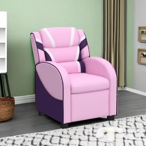 Kids Recliner Chair with Footrest, Headrest, Lumbar Support, Pink