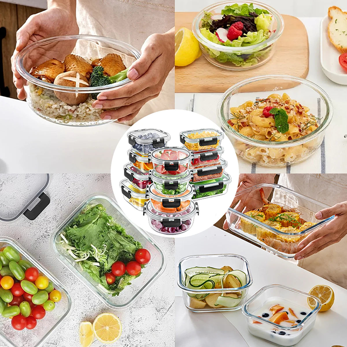 12-Piece Reusable Food Storage Container Set with Airtight Lids