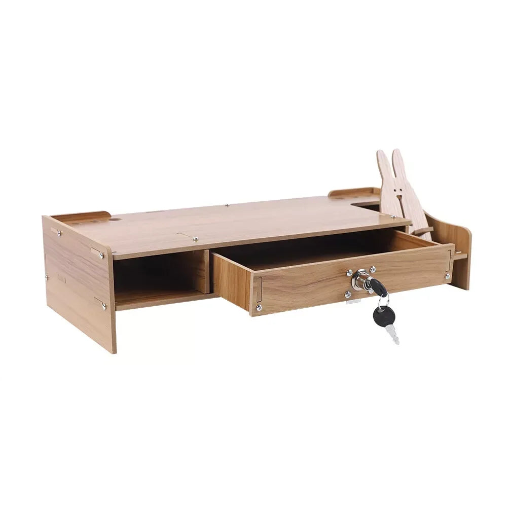 Wooden Monitor Riser Stand with Storage Drawer, Computer Monitor & Laptop Stand, Desktop Organizer for Home Office