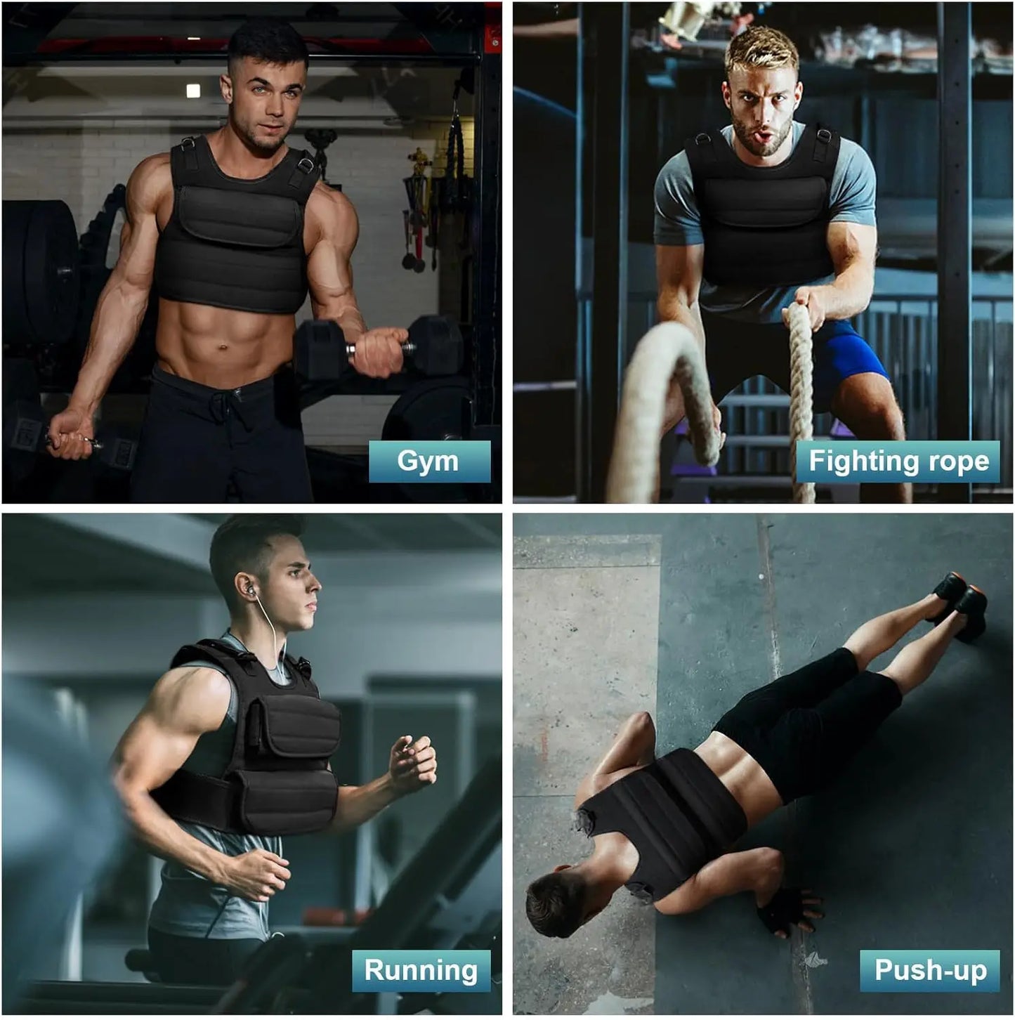 Adjustable Weighted Vest 44 LB With 19 Cast Iron Weights