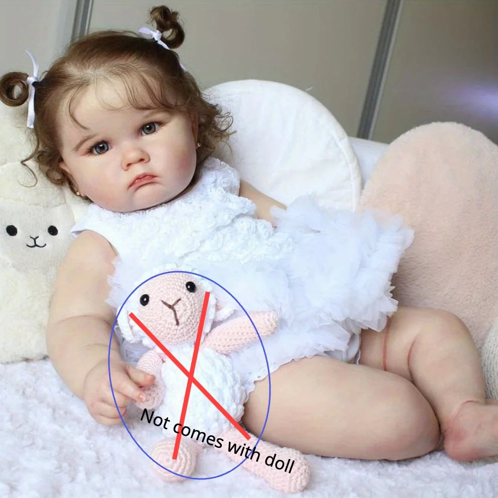 1PC lifelike 24-inch realistic reborn doll with 3D painted skin and soft vinyl limbs - a white dress for a child girl