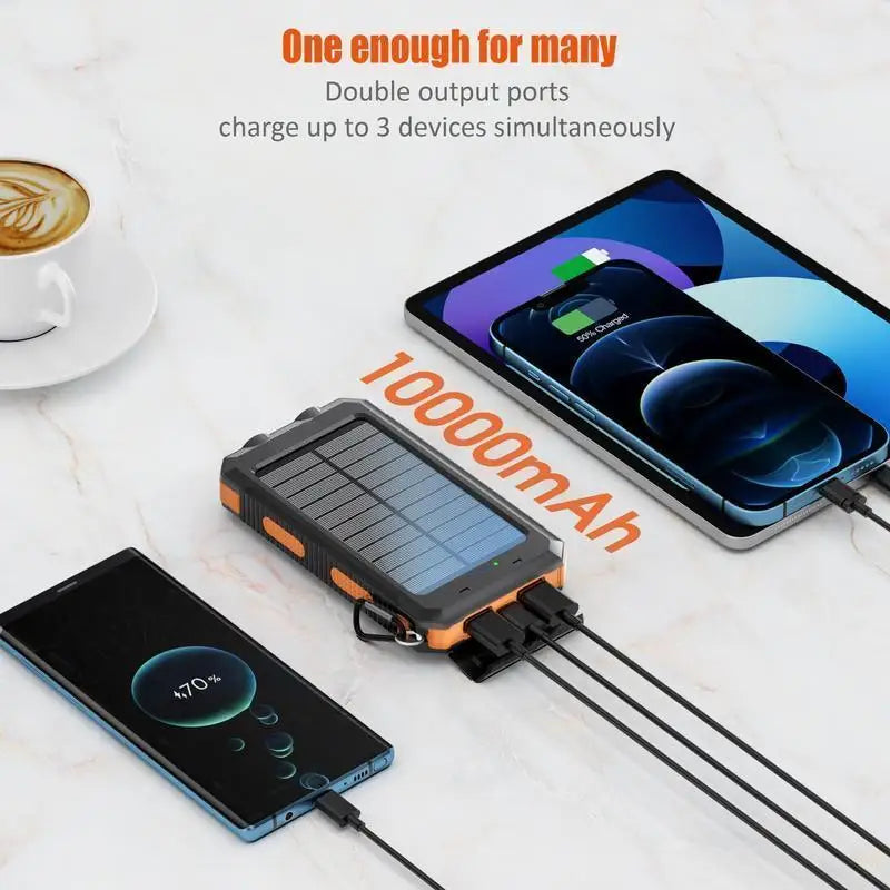 10000mAh Solar Power Bank Portable Charger – Outdoor Emergency Charging Battery Pack