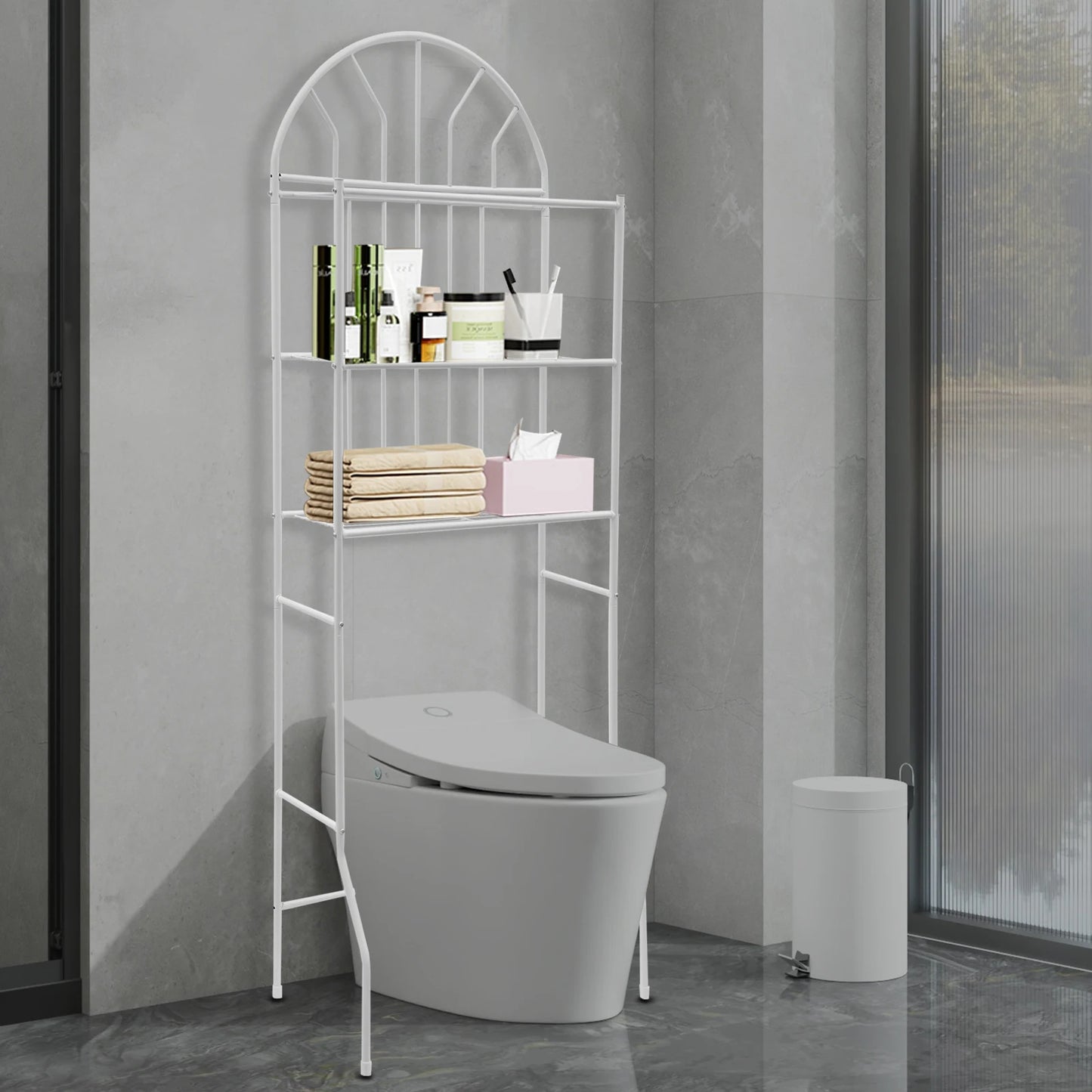 24.8*13.39*69.69 Inch 3-Tier Toilet Storage Rack Floor Standing Toilet Bathroom Organize Shelf Easy to Clean