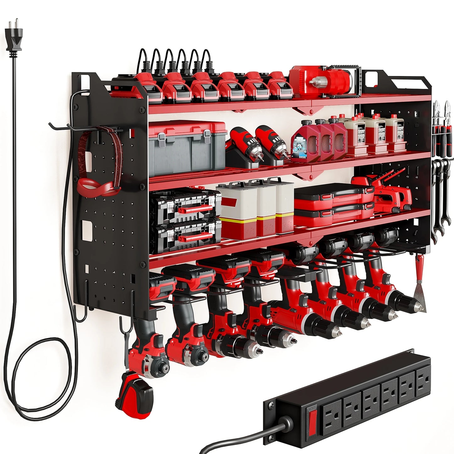 4 Layer Power Tool Organizer Wall Mount Screwdriver Storage