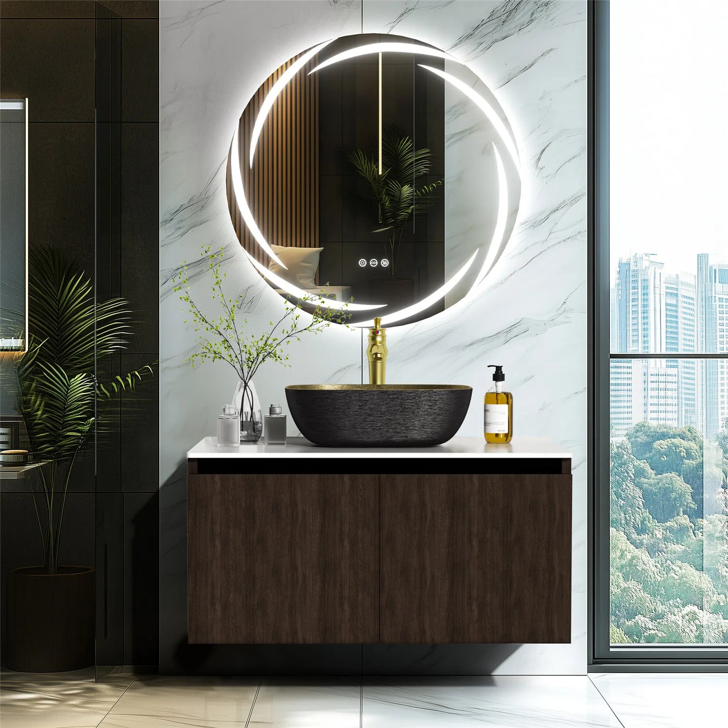 Floating Vanity Bathroom with Sink Combo, Wall Mounted Modern Vanity, Bathroom Cabinet Vanity with Sink Ceramic Basin Faucet