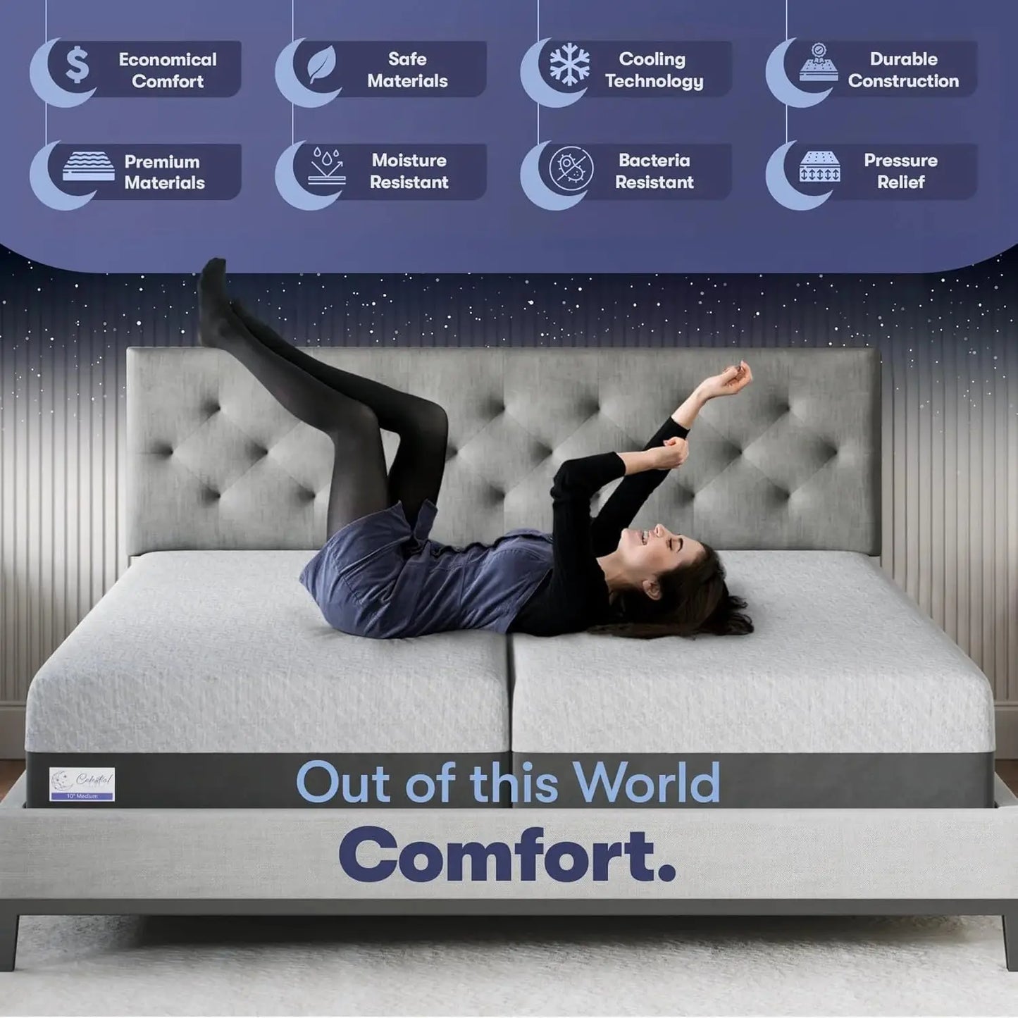Gel Memory Foam Mattress in a Box Made in The USA CertiPUR-US Bed 12 inch Soft Split King