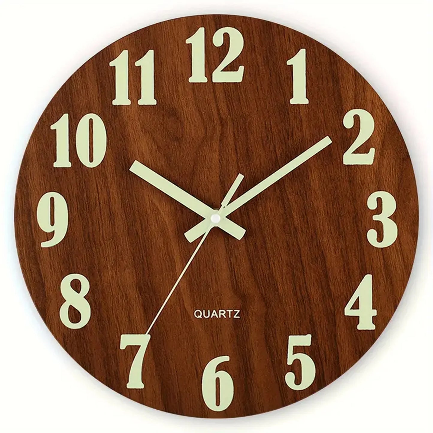 Glow in the Dark Silent Wooden Wall Clock
