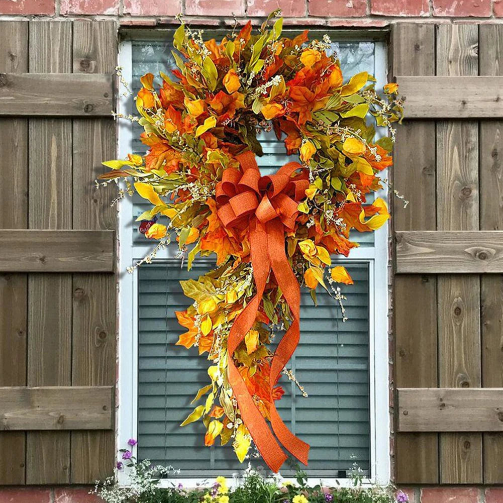 Thanksgiving Farmhouse Wreath Maple Leaf Autumn Decor