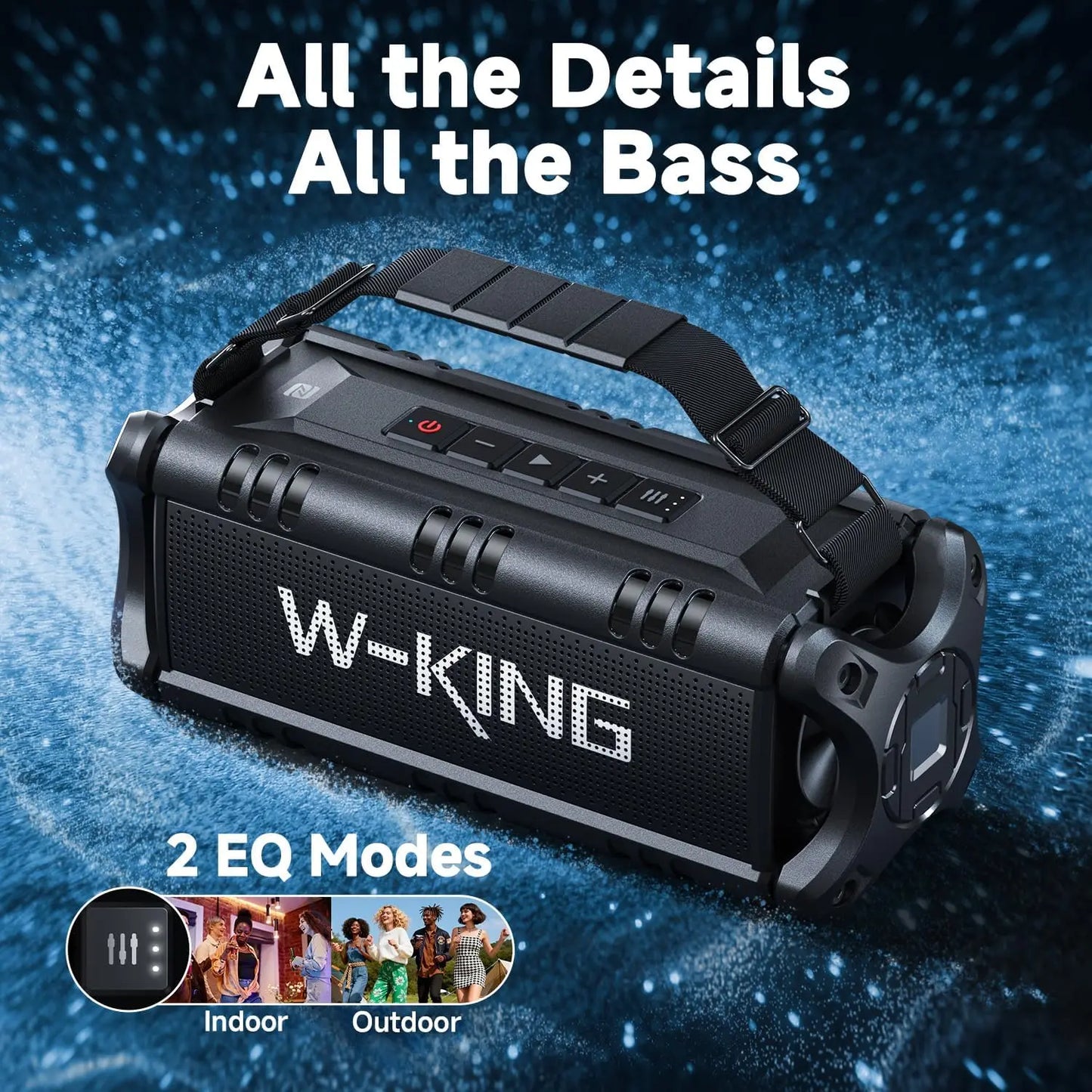 W-KING 90W RMS Portable Bluetooth Speaker with Deep Bass, IPX Waterproof, TWS Stereo & Long Battery Life