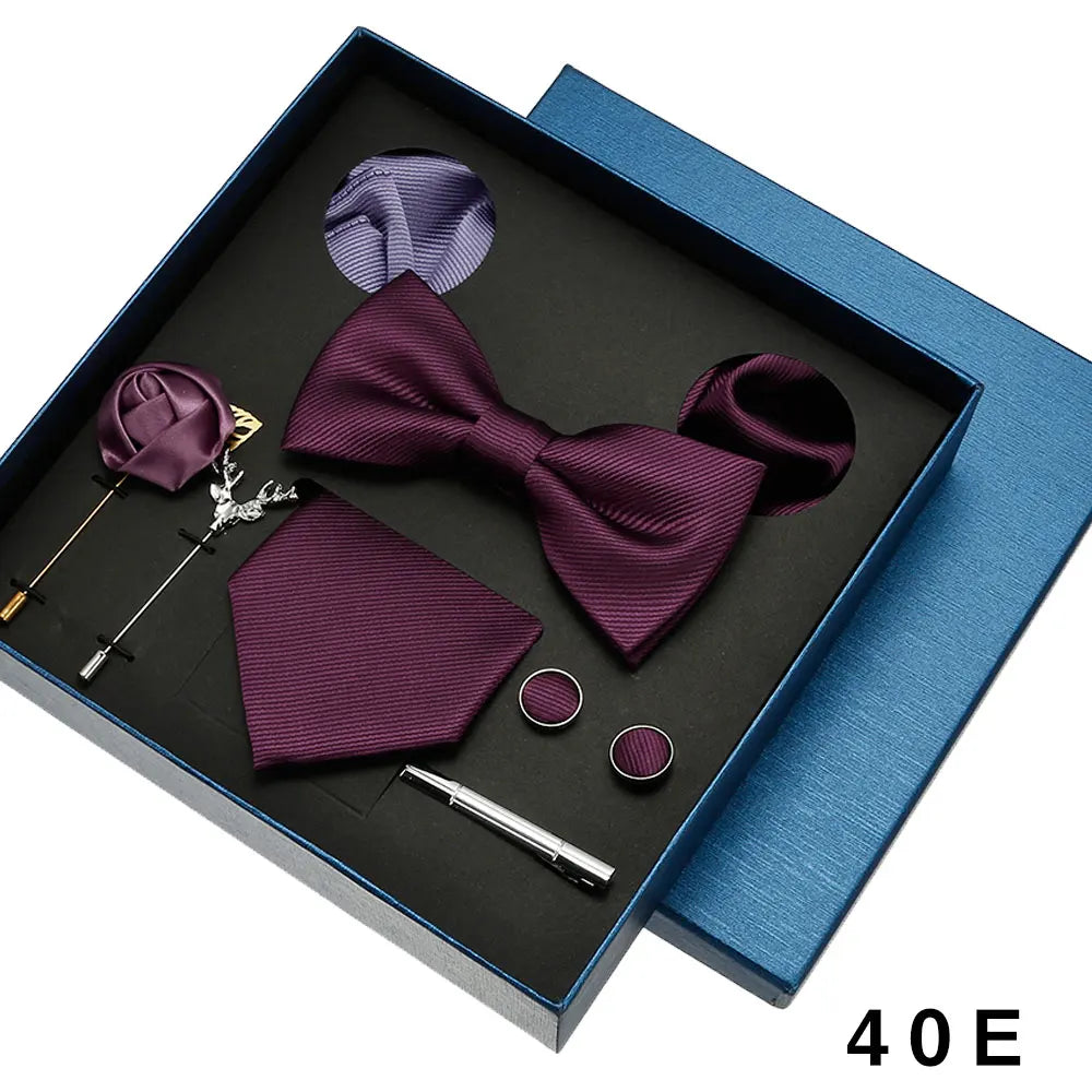 Luxury Men’s Bow Tie Gift Set with Pocket Square, Cufflinks & Lapel Pin