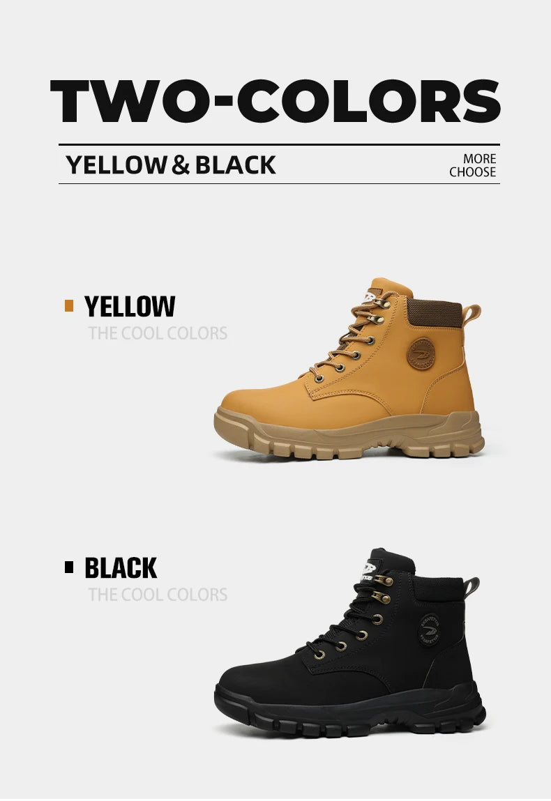 High Top PU Safety Shoes Metal Toe Cap Anti Smash Puncture