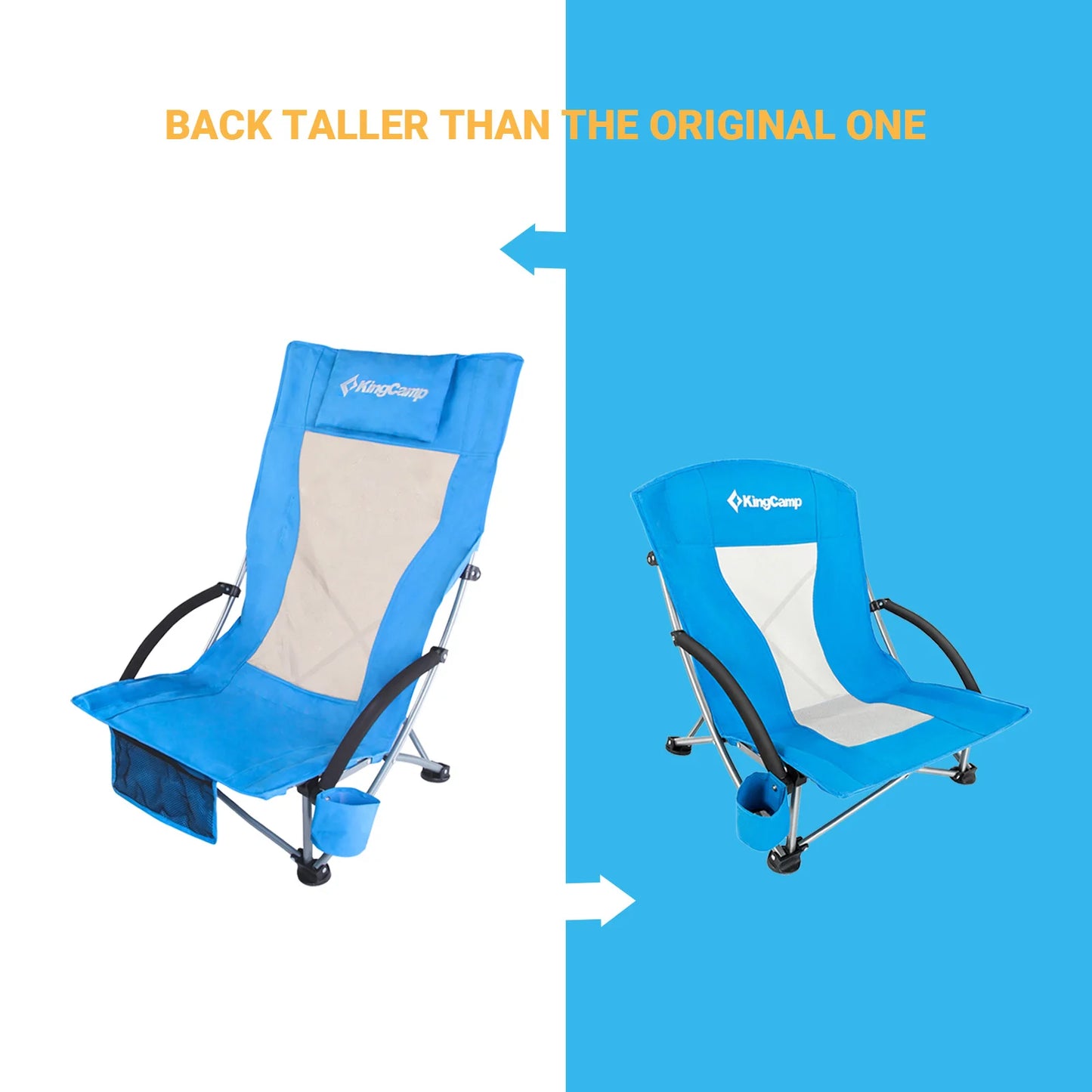 KingCamp High Back Beach Chair With Cup Holder Armrests