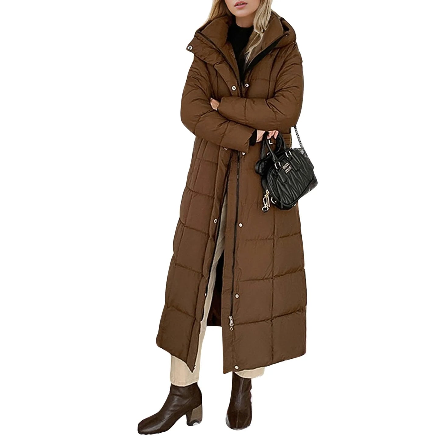 Black Winter Coat 2024 New Women's Thick Cotton Parka Jacket Korean Oversized Loose Hooded Coats Female Casual Long Overcoat