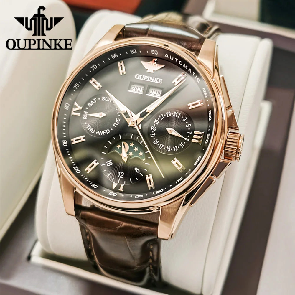 Men’s Automatic Mechanical Watch. Luxury Stainless Steel Skeleton Design