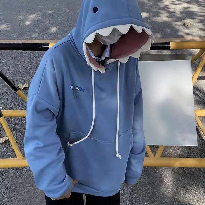 Shark Shape Hoodie Sweatshirt Blue For Men Women Unisex