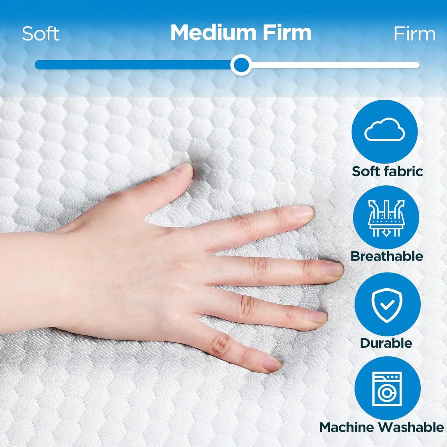 Folding Mattress, 6 inch Cot Tri-fold Memory Foam Mattress Topper with Washable Cover,Cooling Mattress Pad for College Dorm Sing