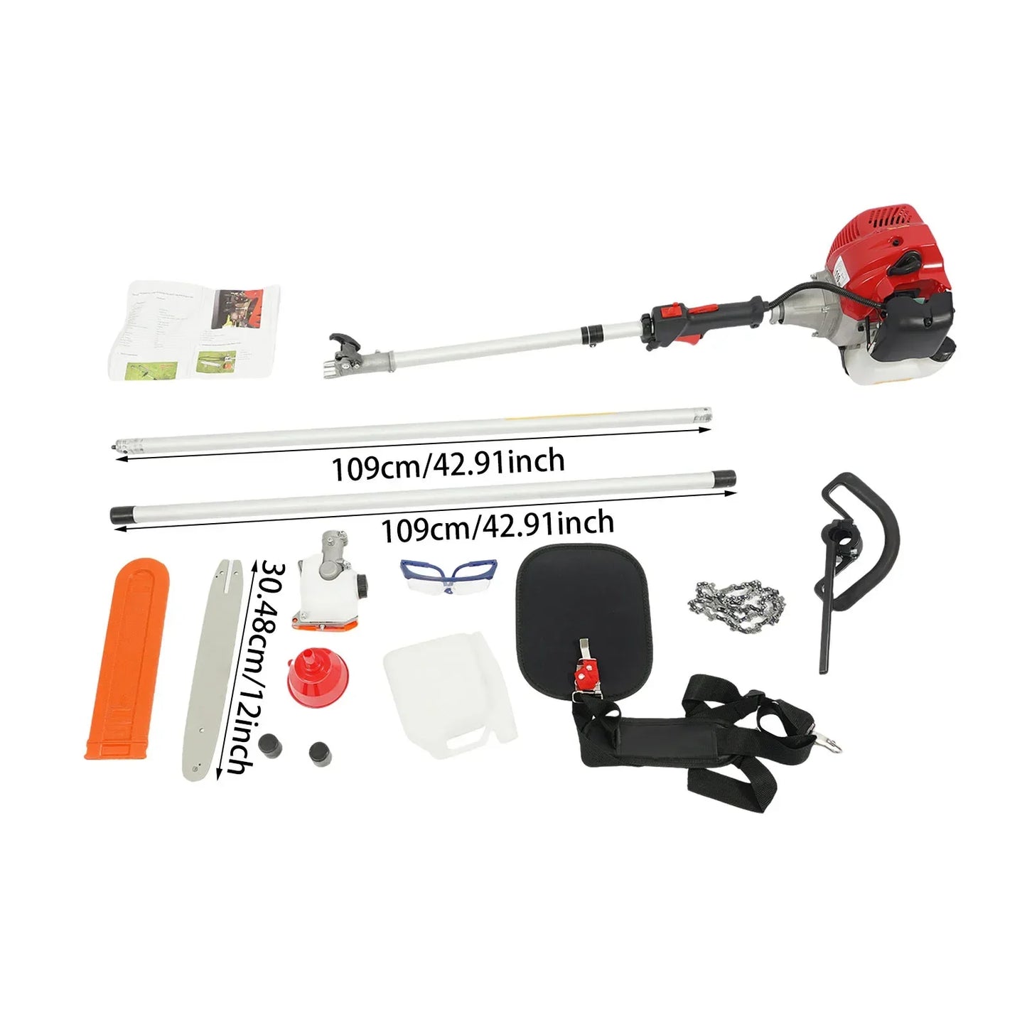16-Foot Reach Gas Pole Saw & Chainsaw.43cc 2-Cycle Tree Trimmer for Branch Cutting and Yard Maintenance