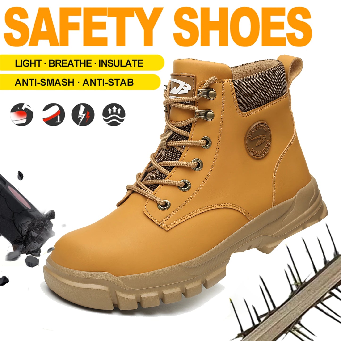 High Top PU Safety Shoes Anti Smash Anti Puncture Breathable