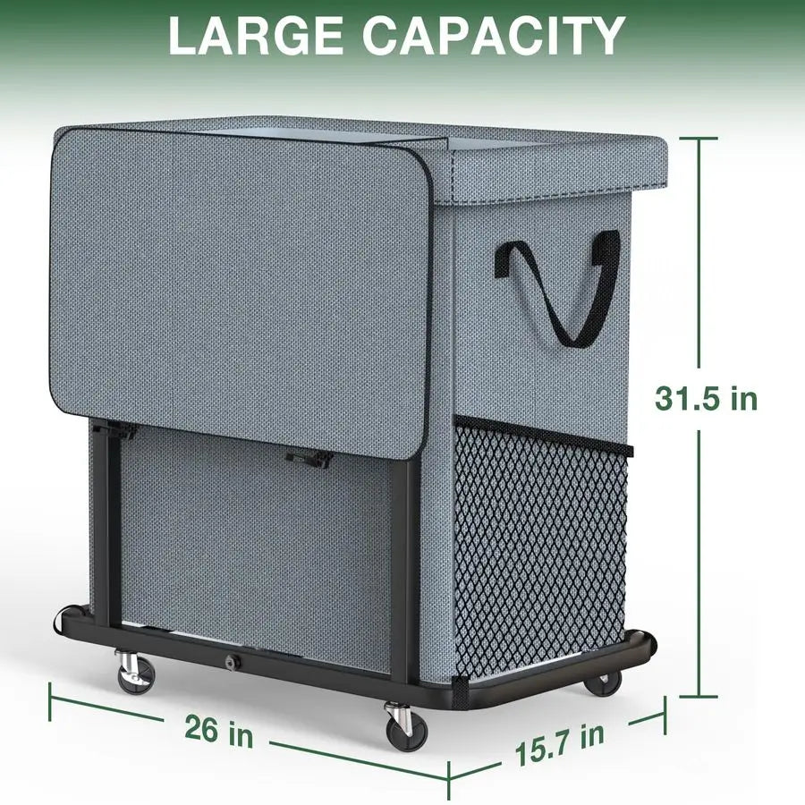 190L Extra Large Rolling Laundry Hamper with Wheels and Removable Laundry Bag