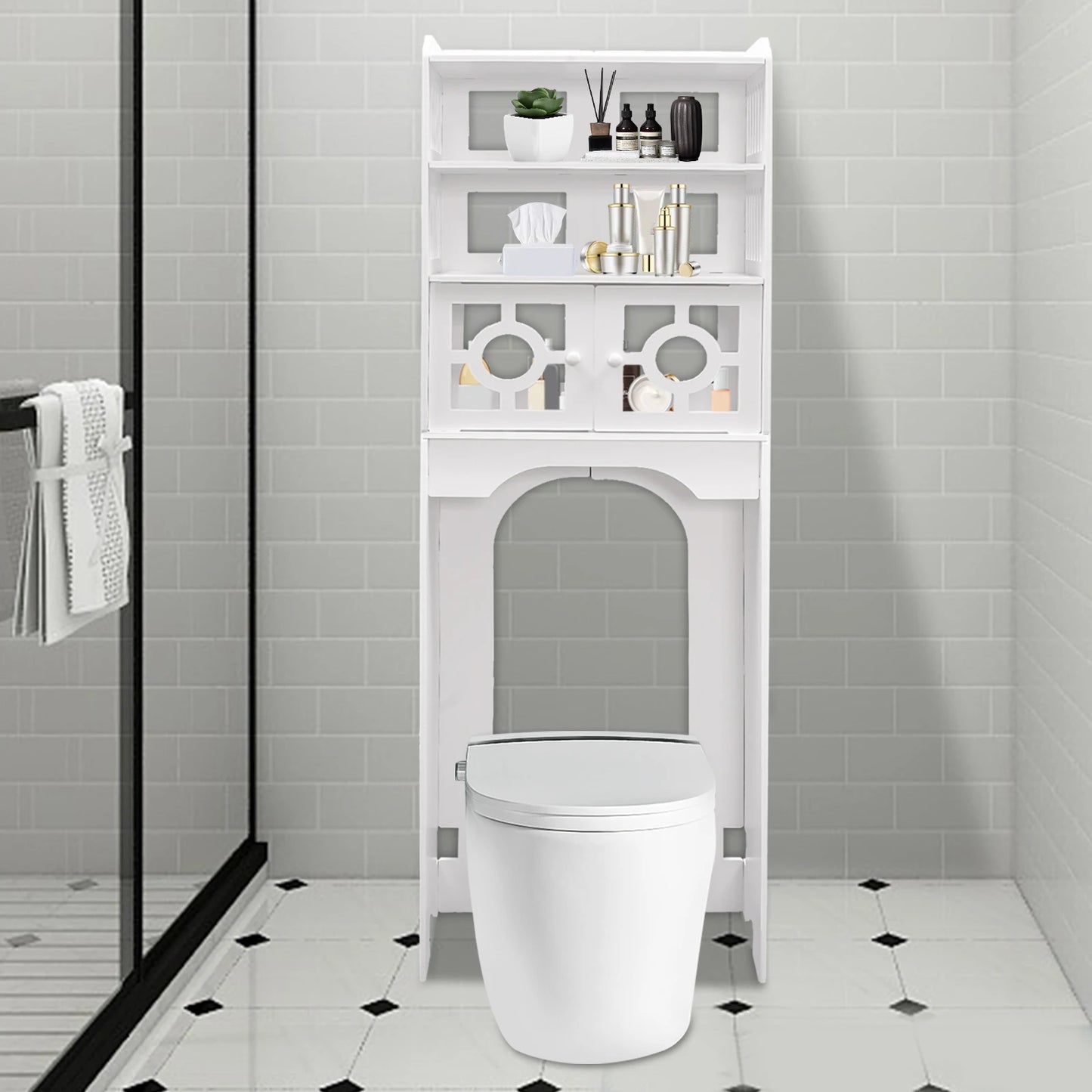 4 Tier Toilet Cabinet Space Saving Bathroom Storage Organizer