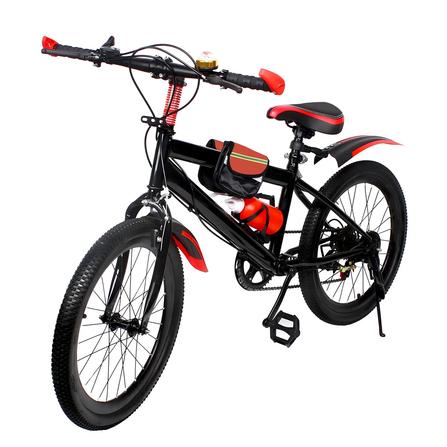 20-Inch 7-Speed Mountain Bike . Kids Bicycle with Adjustable Seat, Front Suspension & Dual Disc Brakes