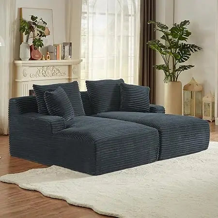 79 Inches Oversized Sectional Double Chaise Lounges Indoor, Corduroy Upholstered Boneless Cloud Stupendous Oversized Chaise Loun