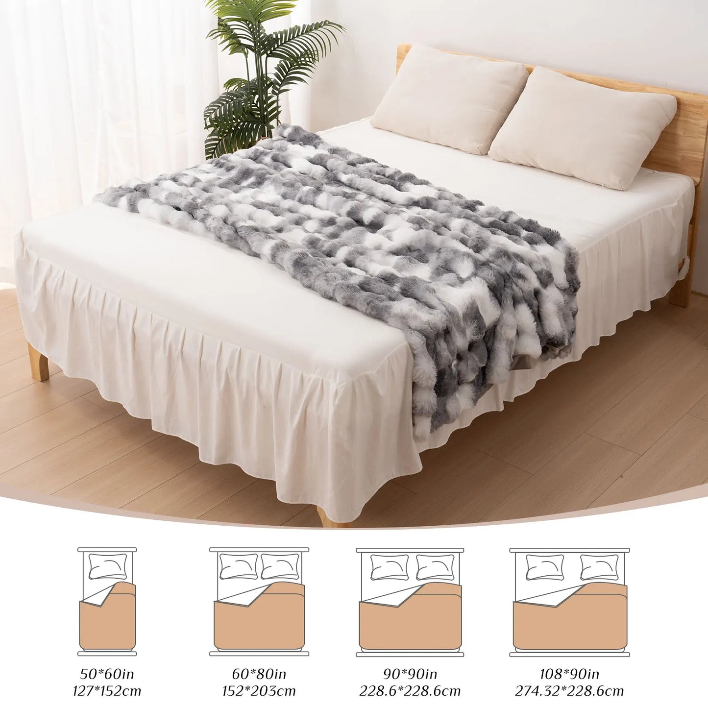 Faux Rabbit Fur Blanket For Bed Thick Warm Cozy Decorative