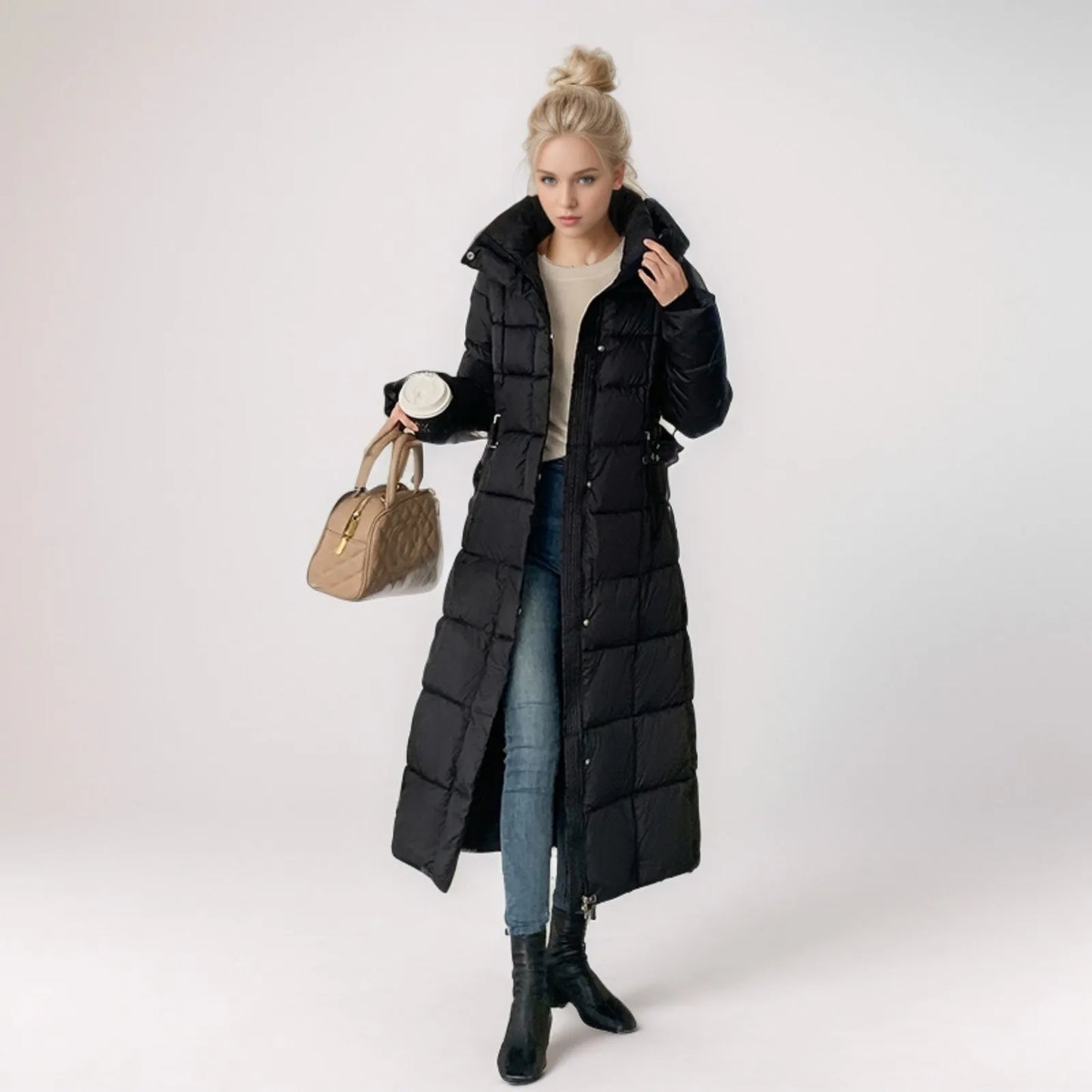 Black Winter Coat 2024 New Women's Thick Cotton Parka Jacket Korean Oversized Loose Hooded Coats Female Casual Long Overcoat