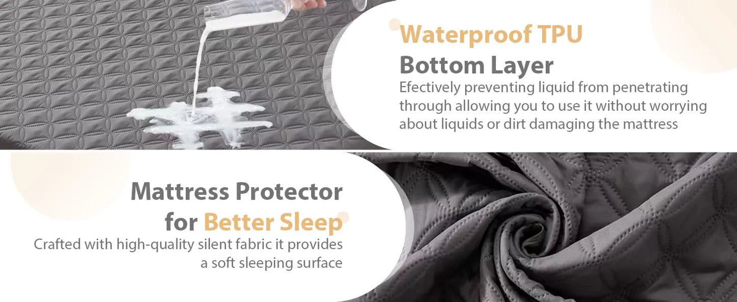 Waterproof Mattress Protector, Noiseless Mattress Pad with Deep Pocket, Soft Breathable Dirt-Proof Bed Mattress Cover Washable