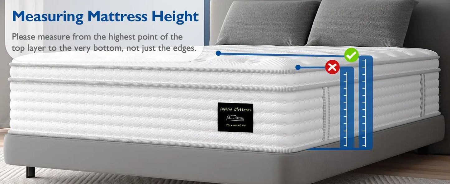 BedStory 12-14" Hybrid Mattress - Full/King/Queen Size Mattress - Gel Memory Foam & Innersprings for Comfort & Motion Isolation