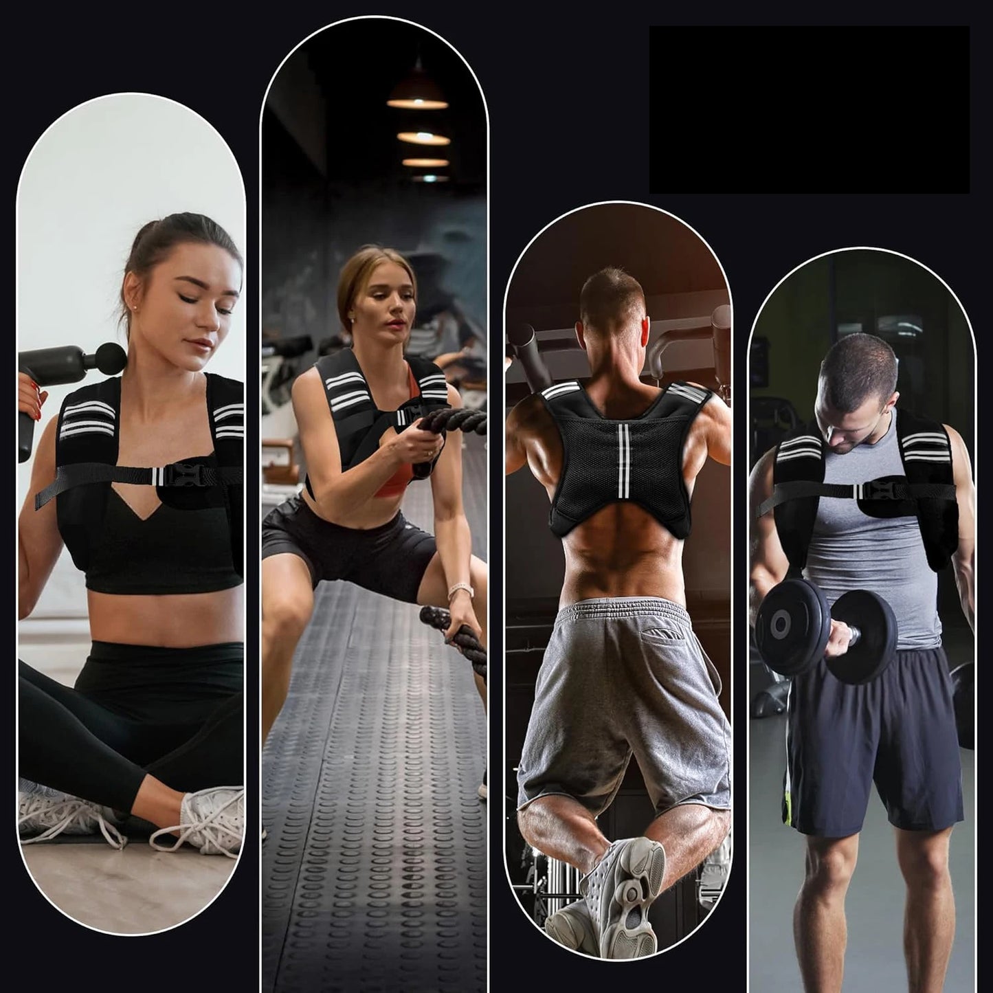 12 lb Weighted Workout Vest .Adjustable Strength Training Vest with Reflective Safety Stripes