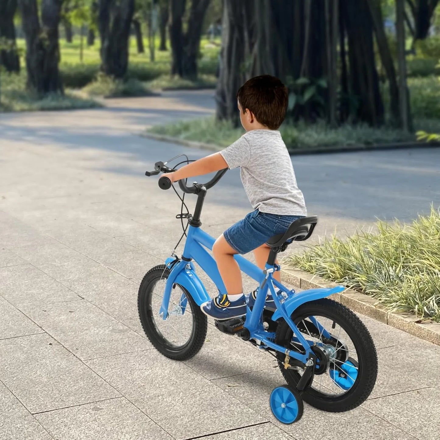 14-Inch Kids Beginner Bicycle with Training Wheels | Adjustable Seat & Handlebars | Children’s Bike for Ages 3–6 | Safe & Durable Ride