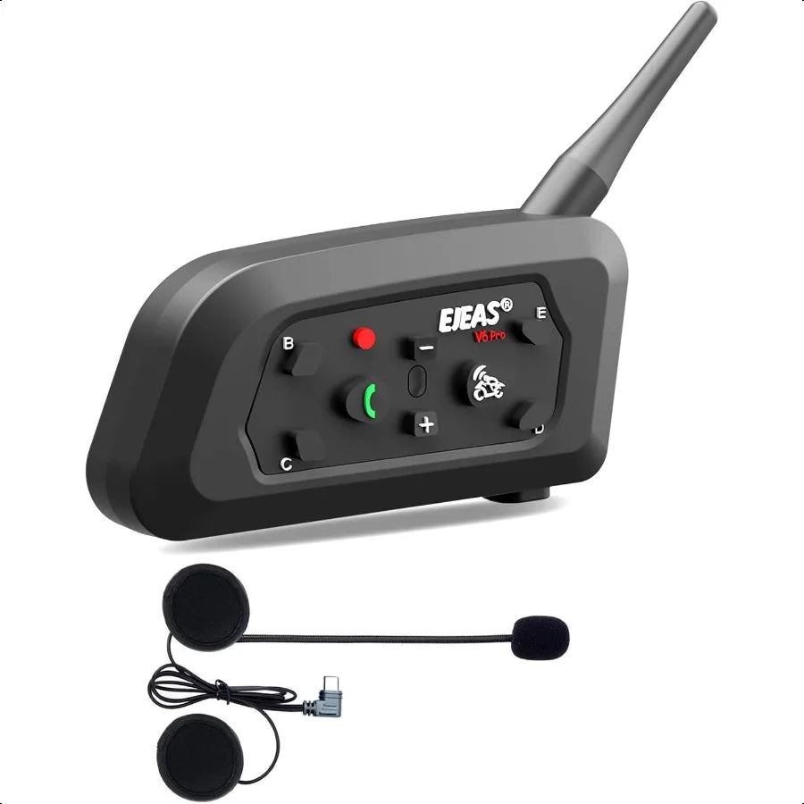 V6 Motorcycle Bluetooth Headset 2 Riders Motorcycle Intercom Helmet Communication System with Noise Reduction and Bluetooth 5.1